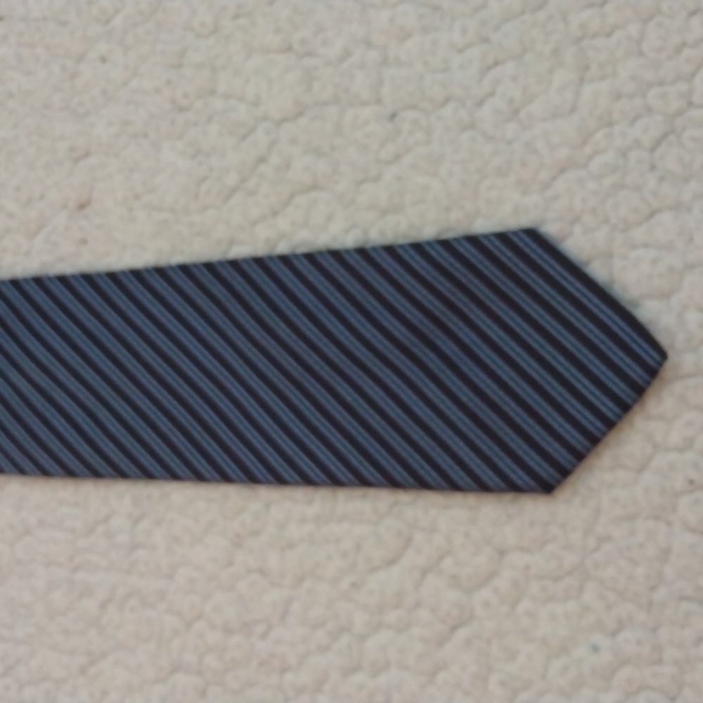 Villa Ponti Brown/Light Blue Stripe Silk Tie (Made in Italy) - Picture 2 of 10